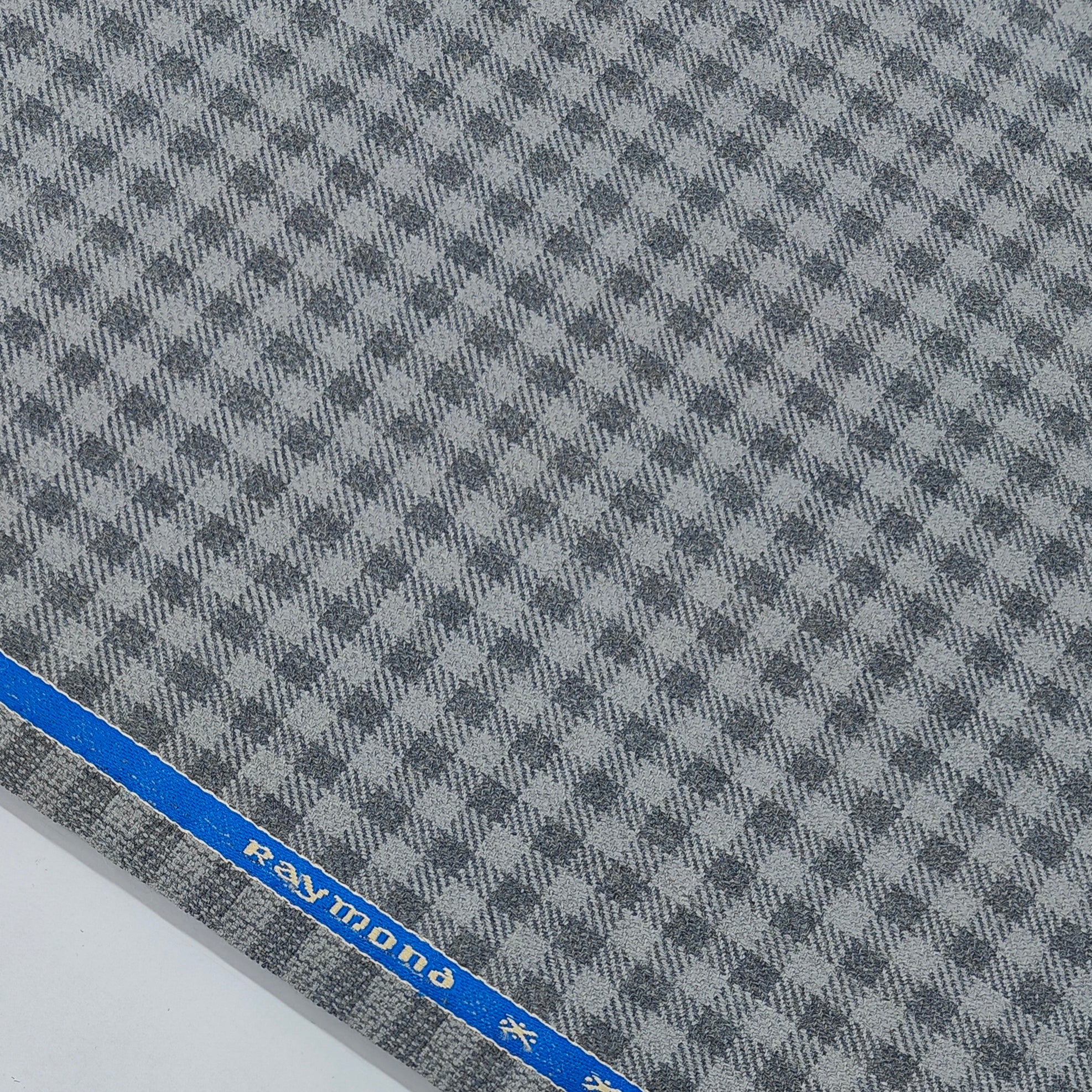 Tweed Blazer Fabric Raymond 52% Wool Windowpane Check Colour Grey